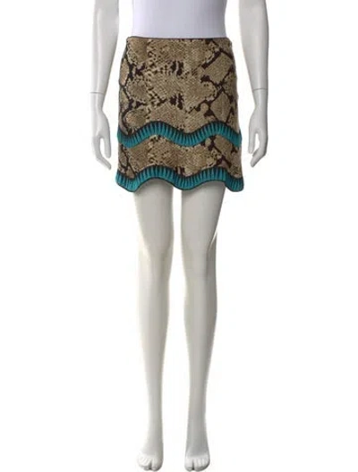 Pre-owned Roberto Cavalli Animal Print Mini Skirt In Blue