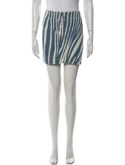 Pre-owned Roberto Cavalli Animal Print Mini Skirt In Blue