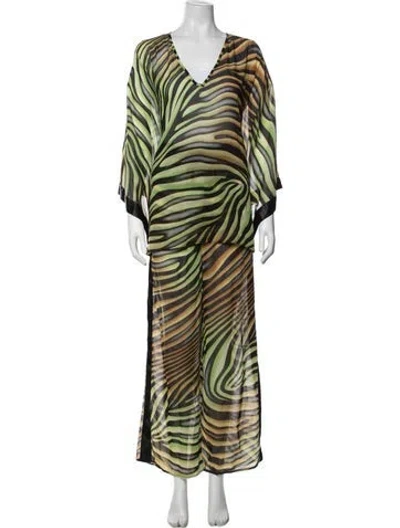 Pre-owned Roberto Cavalli Animal Print Pant Set In Multicolor