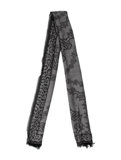 Pre-owned Roberto Cavalli Animal Print Scarf In Green