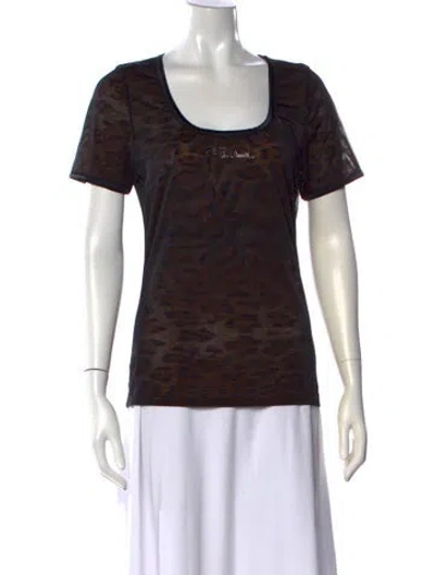 Pre-owned Roberto Cavalli Animal Print Scoop Neck T-shirt In Multi