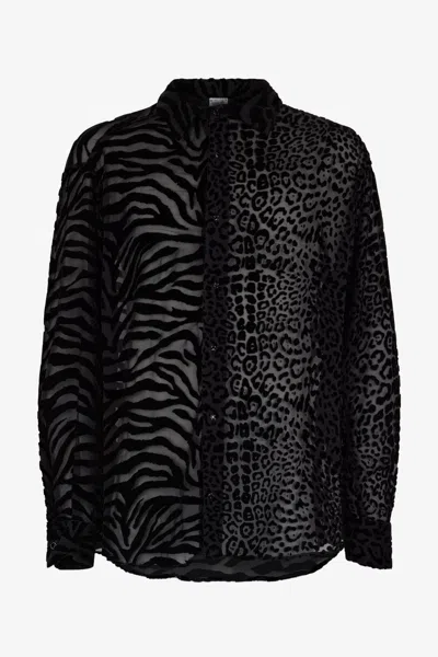 Roberto Cavalli Animal Print Shirt In Black