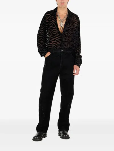 Roberto Cavalli Animal-print Shirt In Black