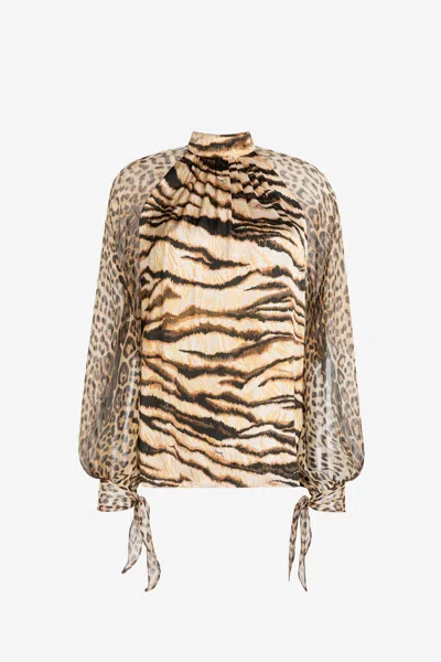Roberto Cavalli Animal-print Shirt In Light Brown