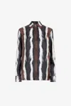 Roberto Cavalli Fur-print Silk Shirt In Dark Brown/white