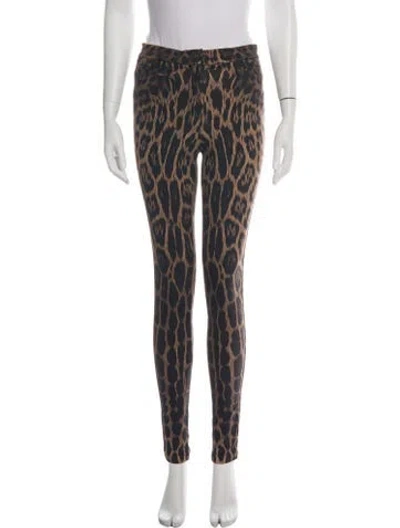 Pre-owned Roberto Cavalli Animal Print Skinny Leg Pants In Green
