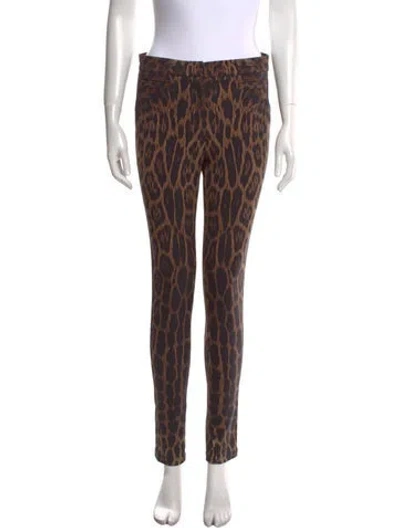 Pre-owned Roberto Cavalli Animal Print Skinny Leg Pants In Neutral