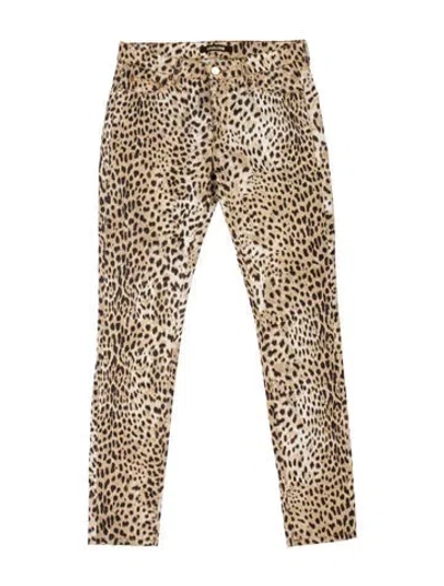 Pre-owned Roberto Cavalli Animal Print Skinny Leg Pants In Orange