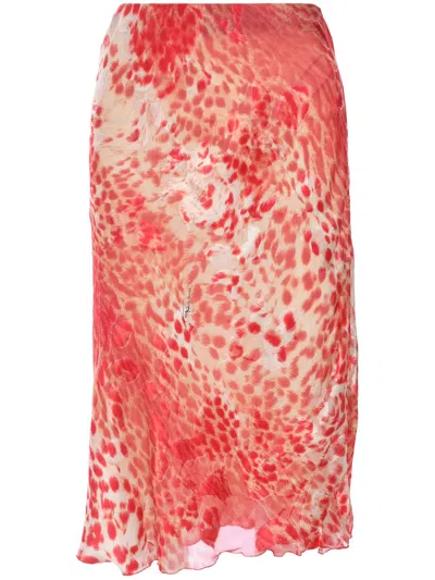Roberto Cavalli Animal-print Skirt In Rot