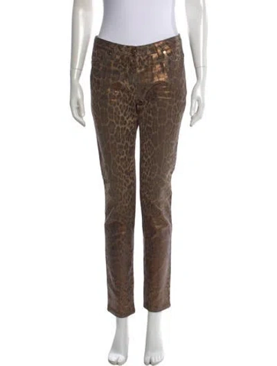 Pre-owned Roberto Cavalli Animal Print Straight Leg Pants In Neutral