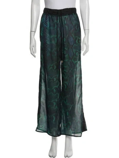Pre-owned Roberto Cavalli Animal Print Sweatpants In Green