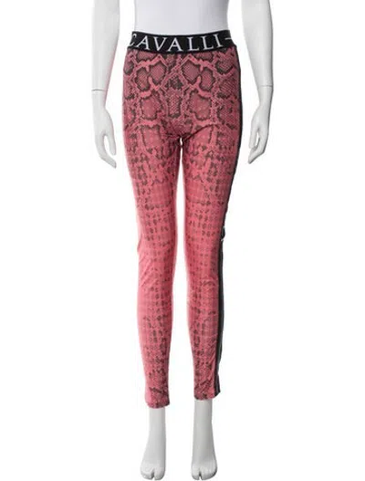 Pre-owned Roberto Cavalli Animal Print Sweatpants W/ Tags In Red