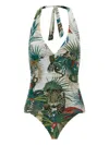 Roberto Cavalli One-piece Swimsuit With Jungle Print In Multi