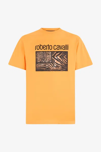 Roberto Cavalli Animal Print T-shirt With Logo