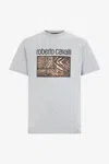 Roberto Cavalli Animal Print T-shirt With Logo In Gray