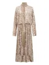 Roberto Cavalli Animal-print Tassel Maxi Day Dress In Neutral