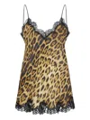 Roberto Cavalli Leopard Print Lace Slip Dress In Animal Print