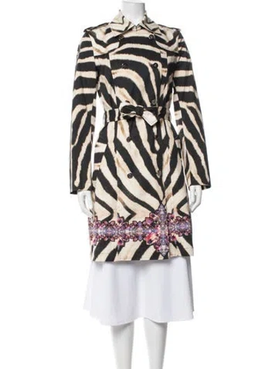 Pre-owned Roberto Cavalli Animal Print Trench Coat In Neutrals