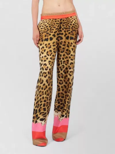 Roberto Cavalli Animal Print Trousers Nylon Silk Blend