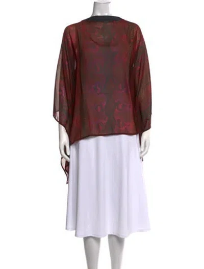 Pre-owned Roberto Cavalli Animal Print V-neck Blouse In Red