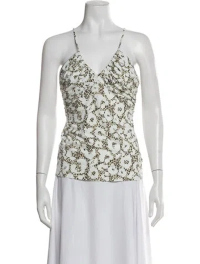 Pre-owned Roberto Cavalli Animal Print V-neck Top In Blue