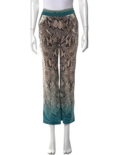 Pre-owned Roberto Cavalli Animal Print Wide Leg Pants In Blue