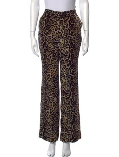 Pre-owned Roberto Cavalli Animal Print Wide Leg Pants In Neutrals
