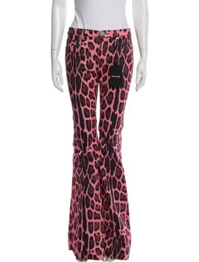 Pre-owned Roberto Cavalli Animal Print Wide Leg Pants In Pink