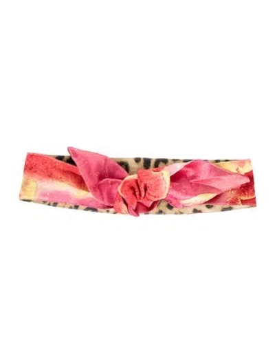 Pre-owned Roberto Cavalli Animal Print With Multicolor Headband In Red