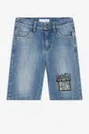 Roberto Cavalli Animalier Patchwork-print Denim Shorts In Dark Blue