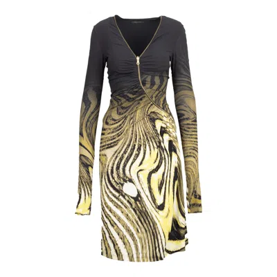 Roberto Cavalli Animalier Print Dress With Front Zipper - '00s In Multi