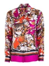 Roberto Cavalli Satin-finish Cheetah-print Shirt In Multicolor