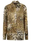 Roberto Cavalli Leo Printed Silk Twill Jacket In Natural