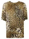 Roberto Cavalli Animal Print Keyhole Back Relaxed Fit Top In Multi