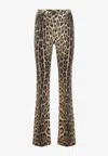 Roberto Cavalli Leopard Print Flared Trousers With Fitted Waist In Animal Print