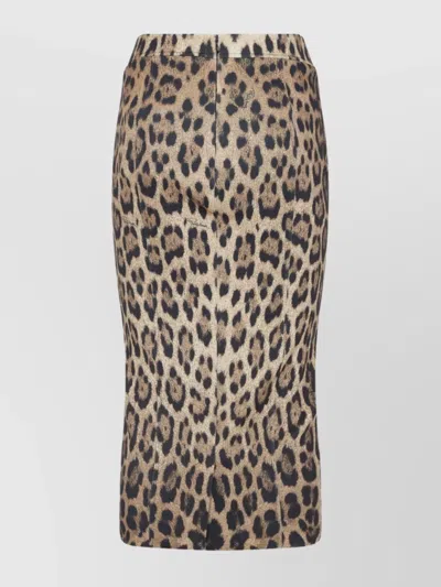 ROBERTO CAVALLI ANIMALIER STRETCH FABRIC PENCIL SKIRT