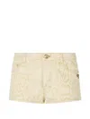 Roberto Cavalli White Micro Shorts With Gold Python Pattern In Neutral