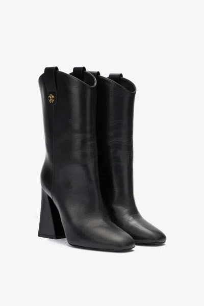 Roberto Cavalli Ankle Boots With Monogram Mirror Snake In Black