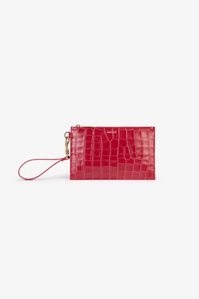 Roberto Cavalli Antique Rose Crocodile-effect Clutch In Pink