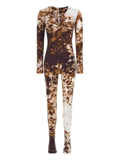 Roberto Cavalli Appaloosa Jumpsuit In Brown
