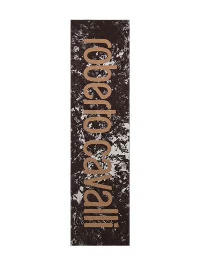 Roberto Cavalli Appaloosa Logo Scarf In Brown