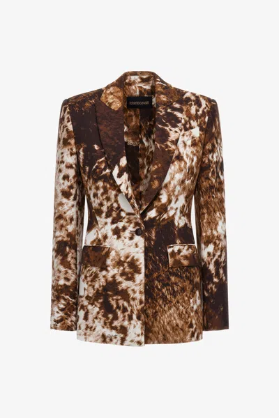 Roberto Cavalli Appaloosa Print Blazer In Brown