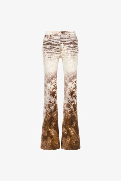 Roberto Cavalli Appaloosa Print Jeans In Brown