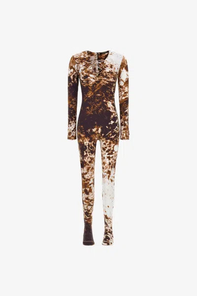Roberto Cavalli Appaloosa Print Jumpsuit In Brown