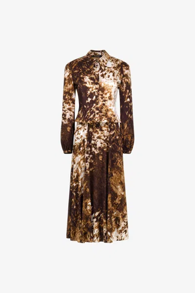 Roberto Cavalli Appaloosa Print Shirt Dress In Brown