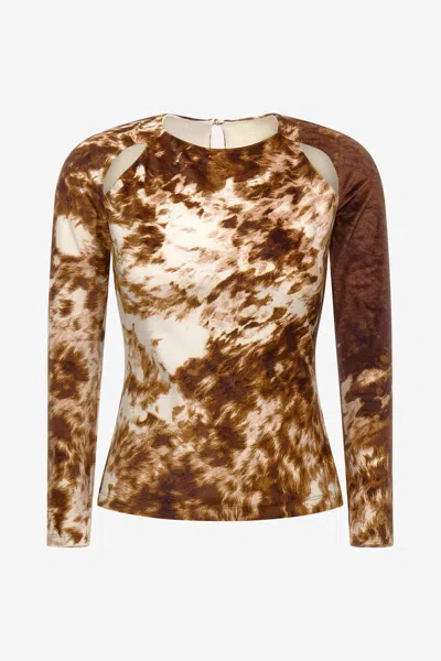 Roberto Cavalli Appaloosa Print Top In Brown