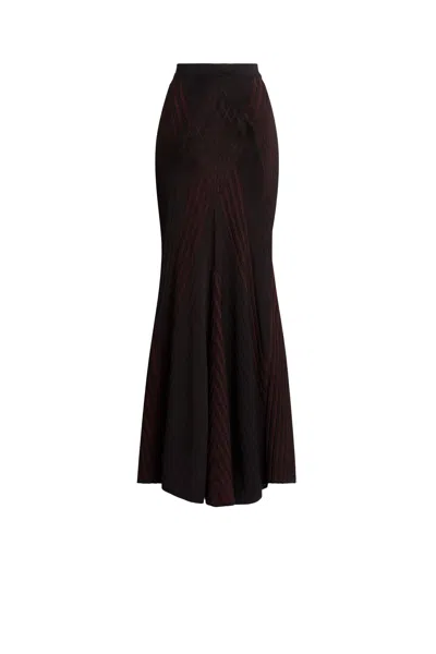 Roberto Cavalli Art Deco Geometric Knit Skirt In Black