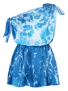 Roberto Cavalli One-shoulder Stretto Di Messina Kleid In Blue