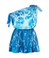 Roberto Cavalli One-shoulder Stretto Di Messina Kleid In Blue