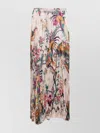 Roberto Cavalli Floral Print Asymmetric Silk Midi Skirt